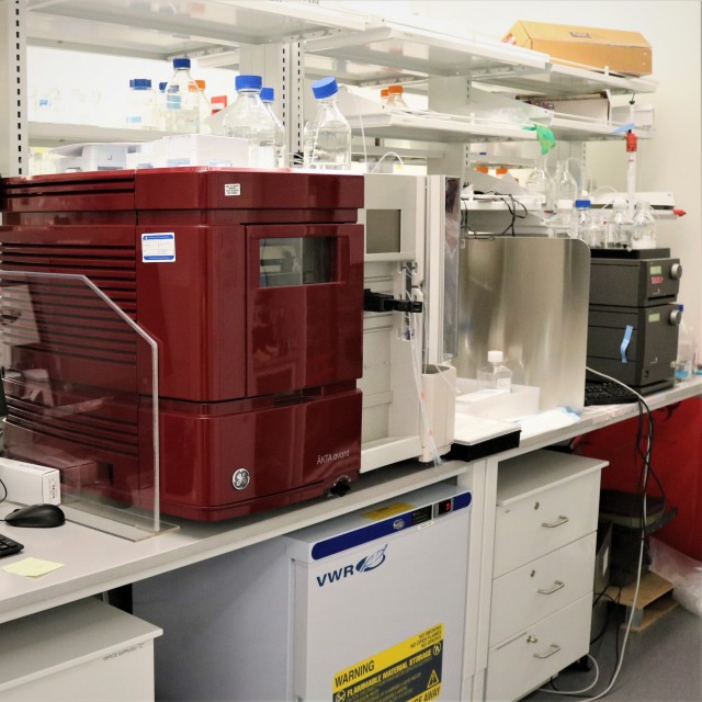 Image of GE Akta instrumentation, used for protein purification